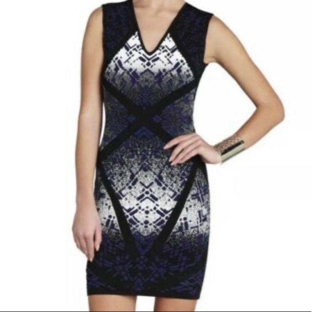 BCBG MAXAZRIA Gari Gradient Geometric Bodycon Dress Size L